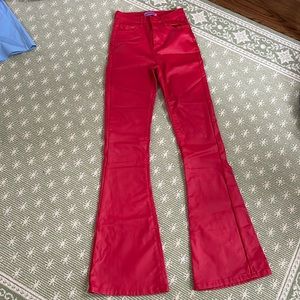 Red leather flare pants. Worn 1x. Excellent condition.